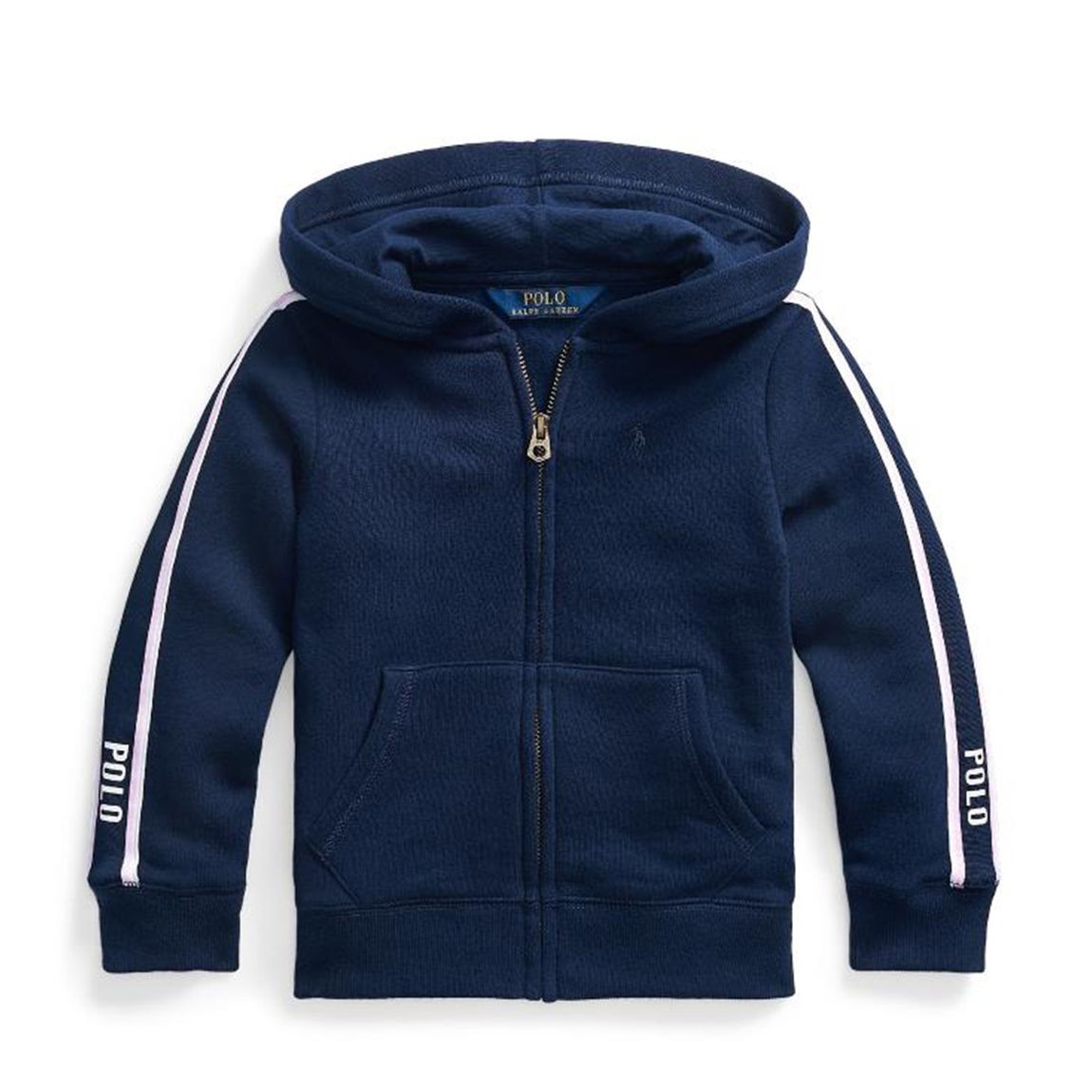 Older Girl's Navy Hooded Cotton Blend Zip Fleece main product photo
