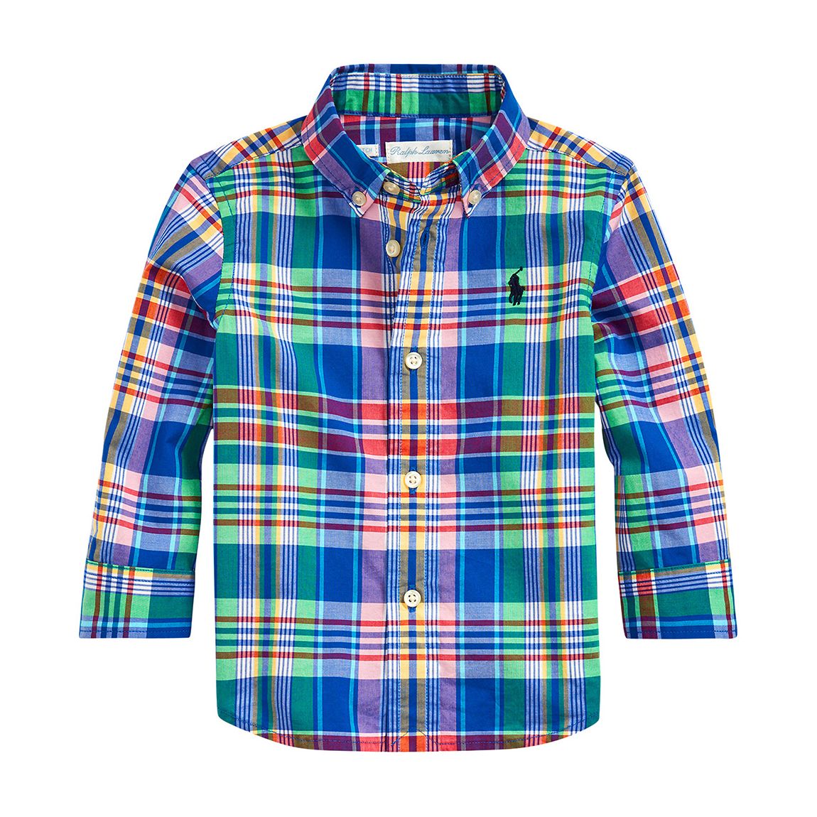 Toddler Boy's Blue Check Cotton Poplin Shirt main product photo