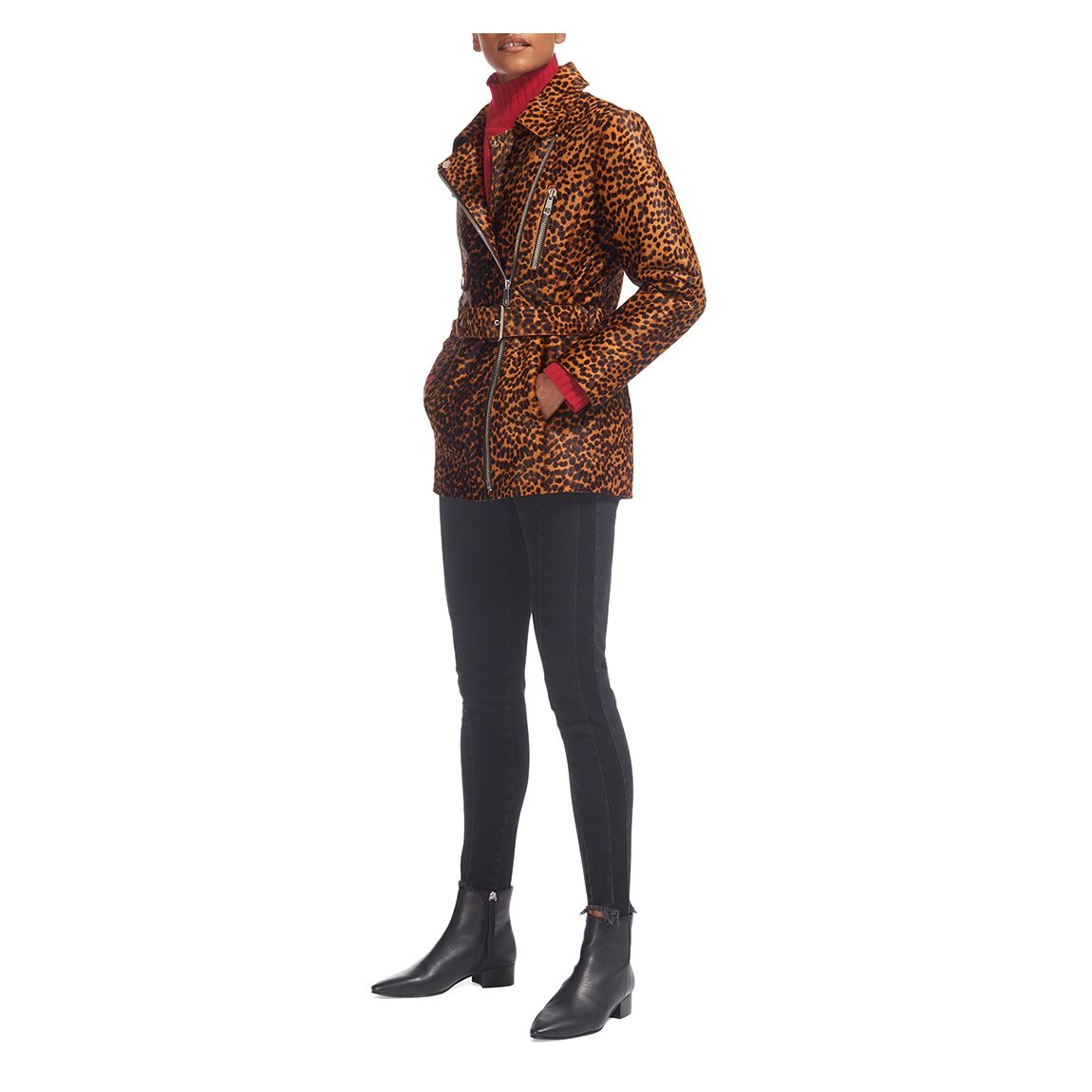 Animal Print Leather Biker Jacket main product photo
