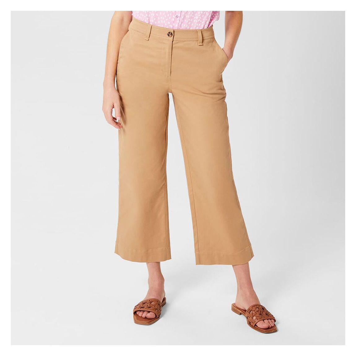 Sand Marnie Cropped Wide Leg Trousers main product photo