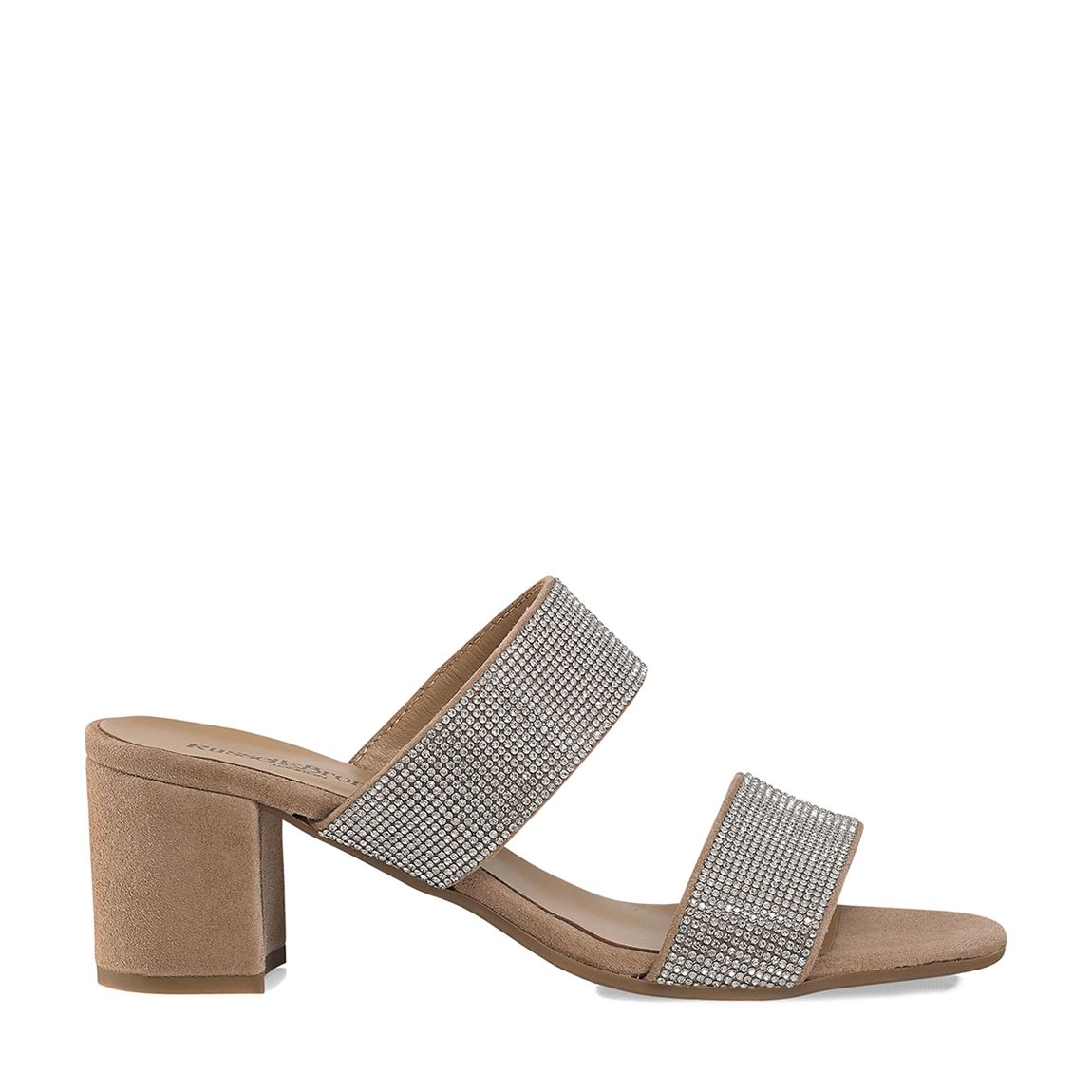 Taupe Plaza Jewelled Block Heel Mule main product photo