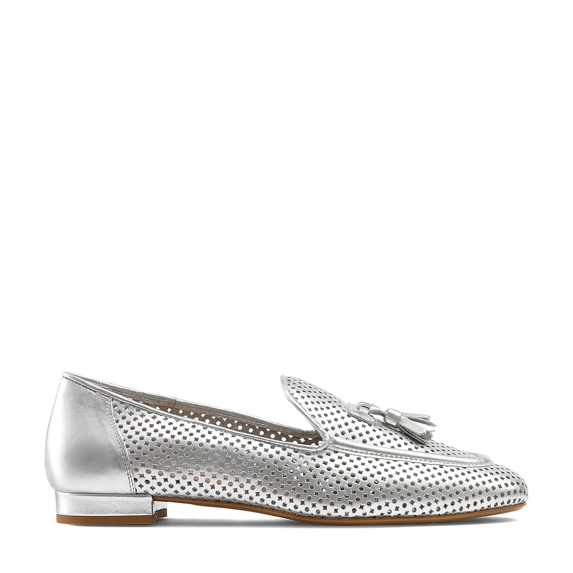 Silver Perfect Perforated Tassel Loafer main product photo