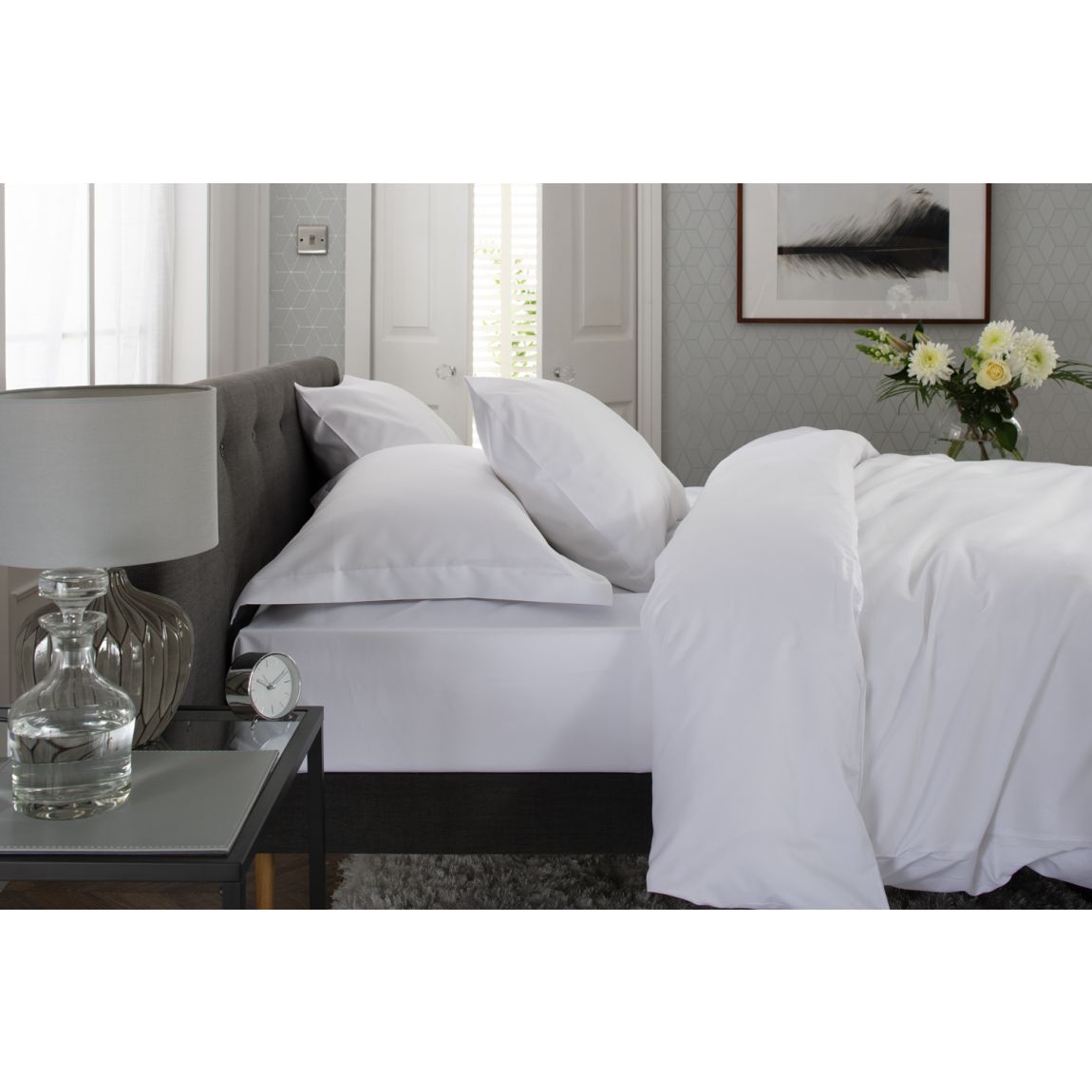 1000 Thread Count Cotton King Fitted Sheet White main product photo