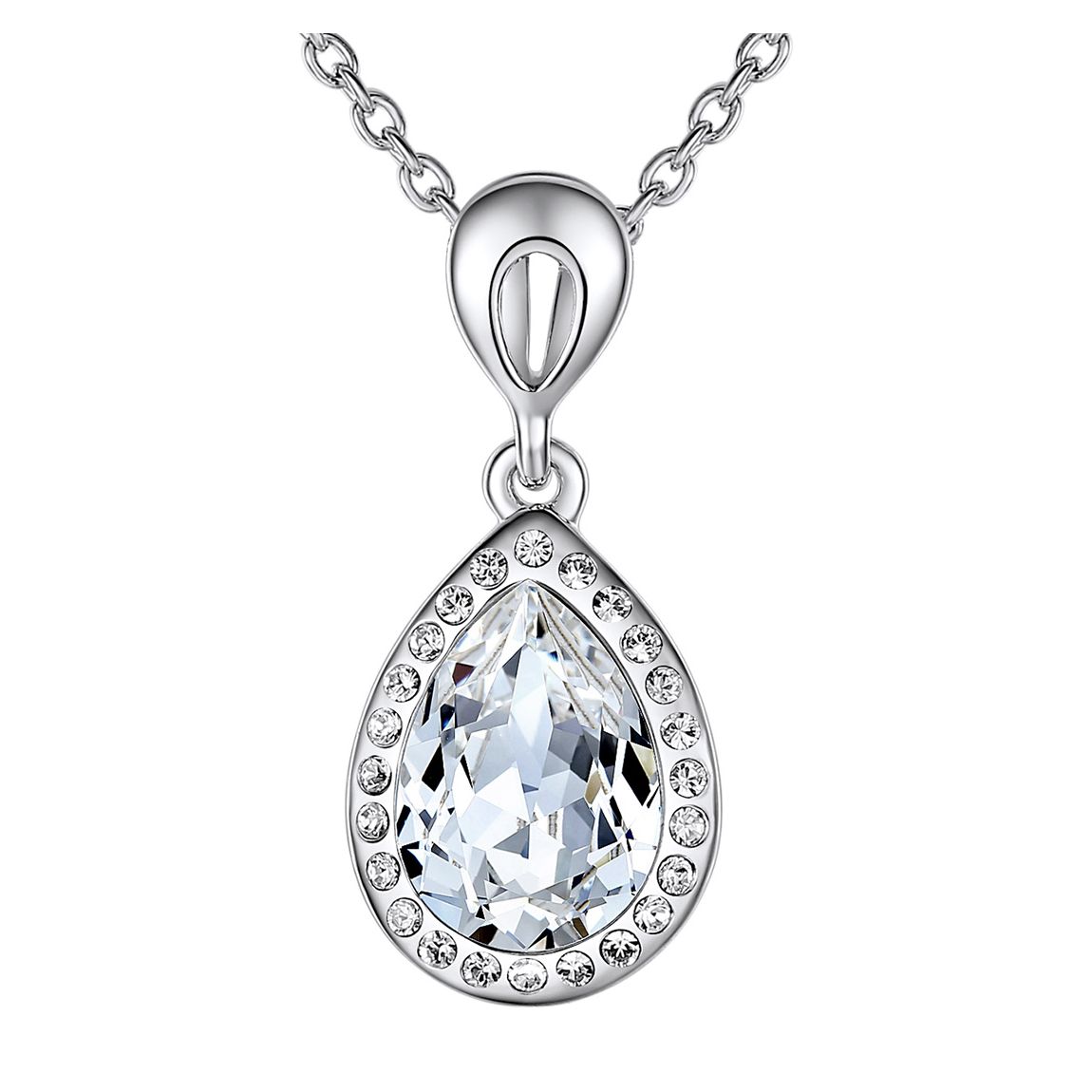 Silver Pendant Necklace With Swarovski Crystals main product photo