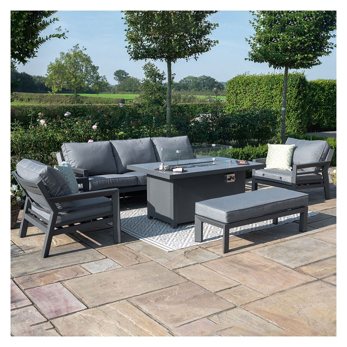SAVE £420 - New York 3 Seat Sofa Dining Set with Fire Pit Table, Grey main product photo