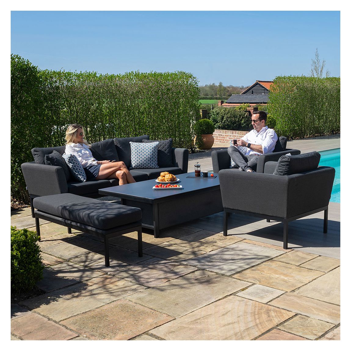 SAVE £560 - Pulse 3 Seat Sofa Set with Rising Table , Charcoal main product photo