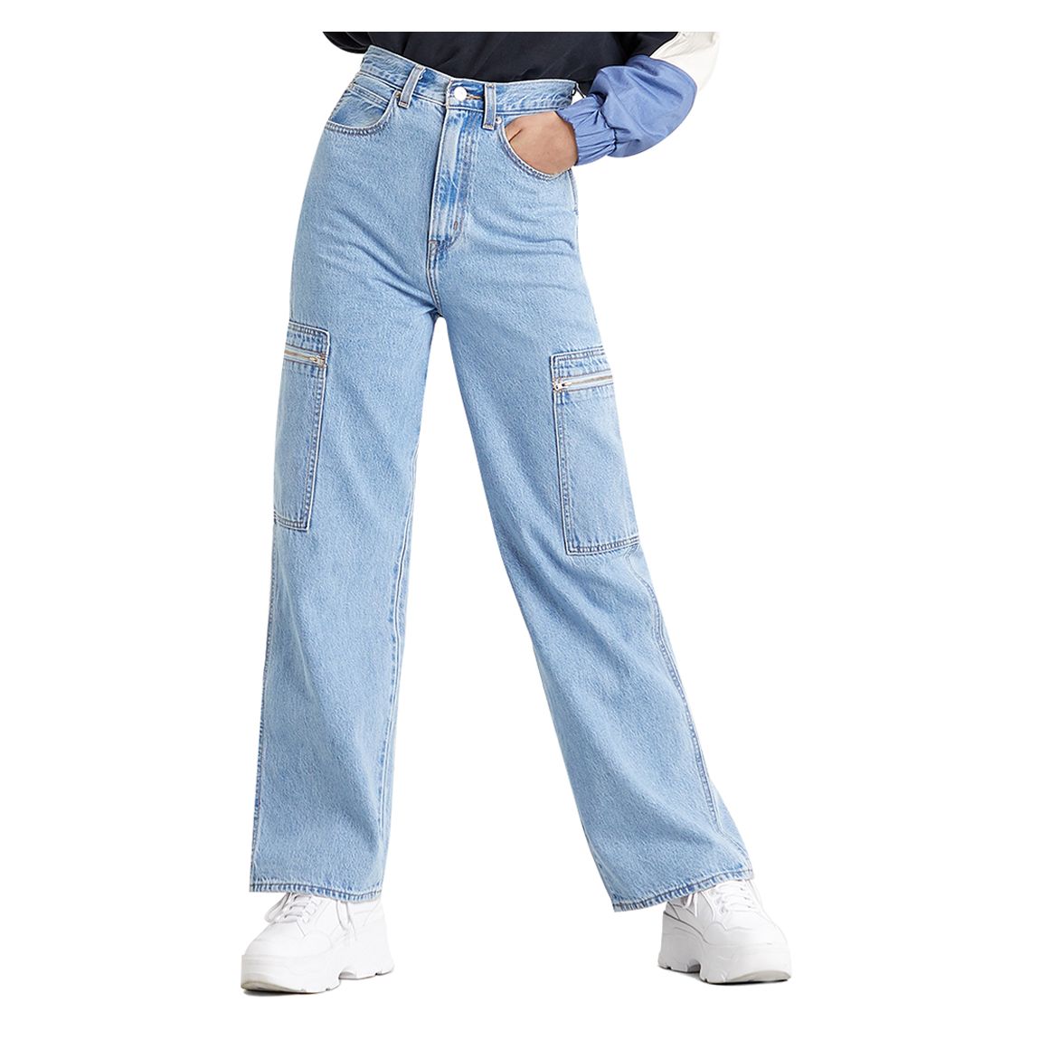 Blue High Rise Utility Jeans main product photo