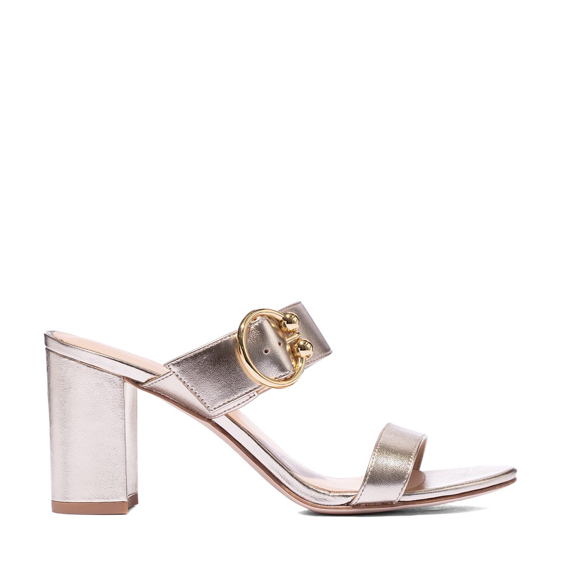 Gold Belinda Leather Block Sandals main product photo
