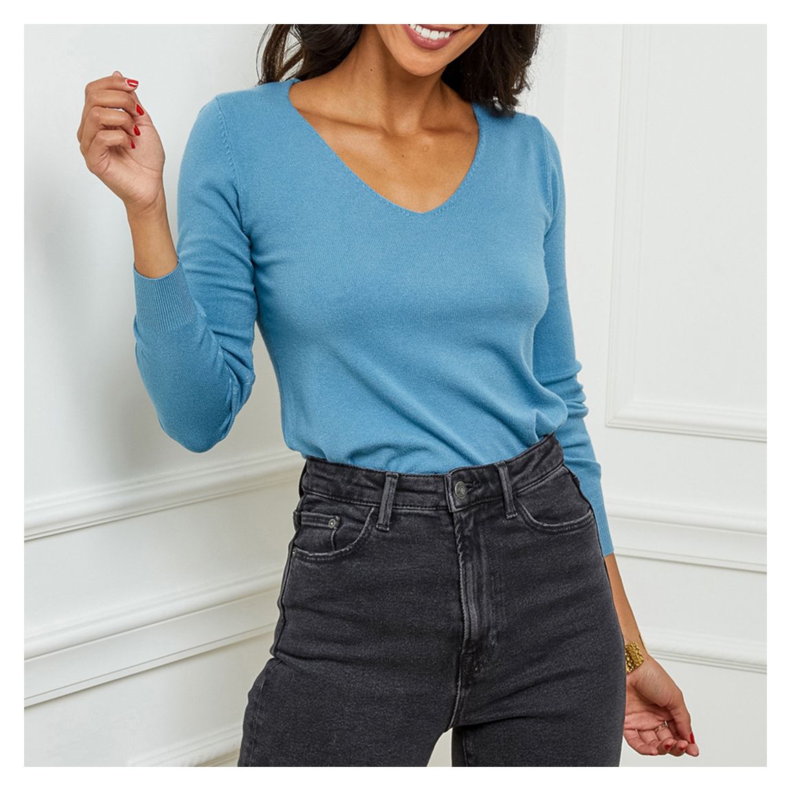 Blue Scoop Cashmere Blend Jumper main product photo