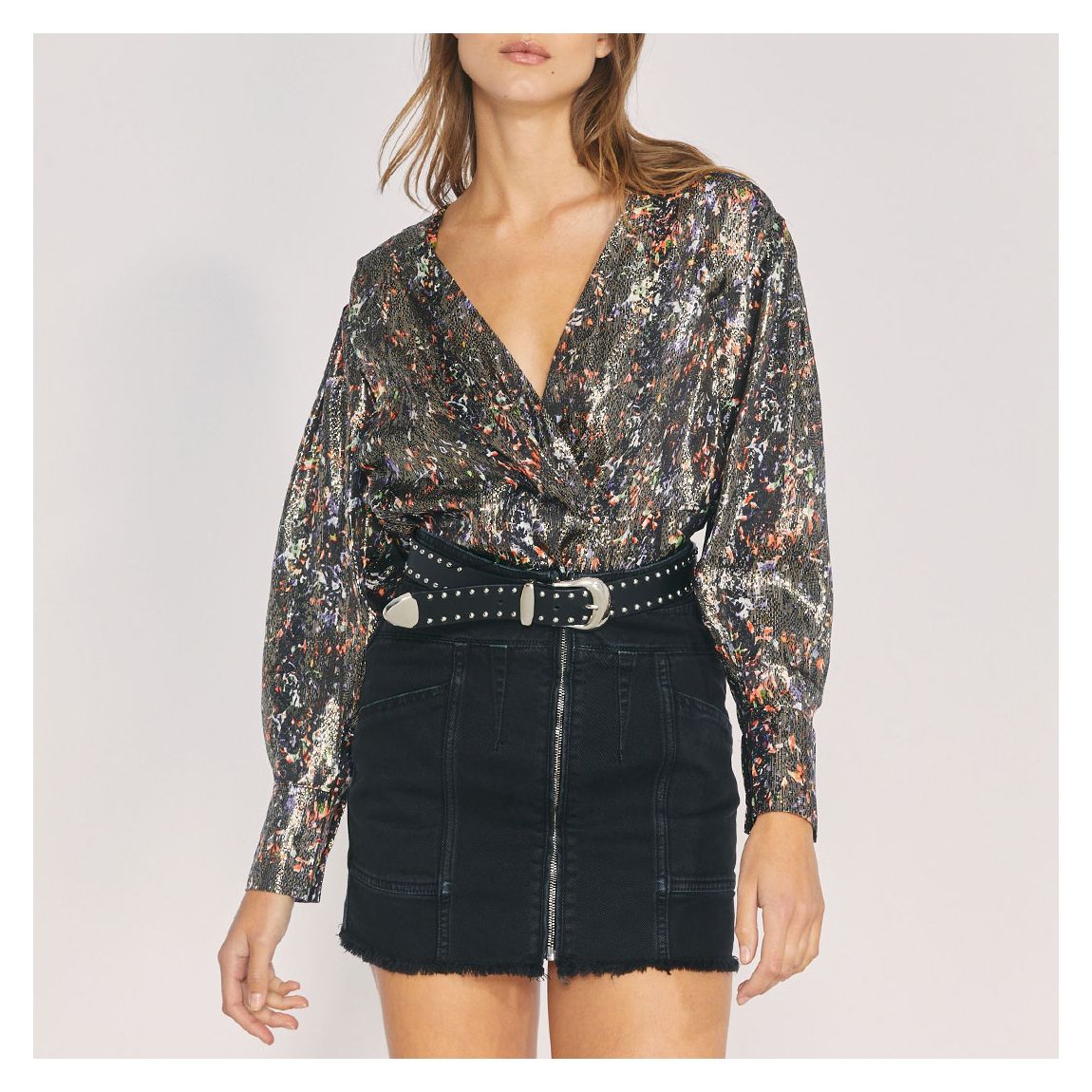 Black Multi Milana Silk Blend Top main product photo