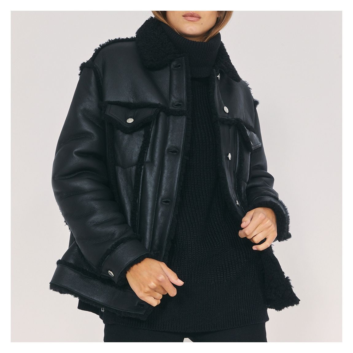 Black Kwood Shearling Jacket main product photo