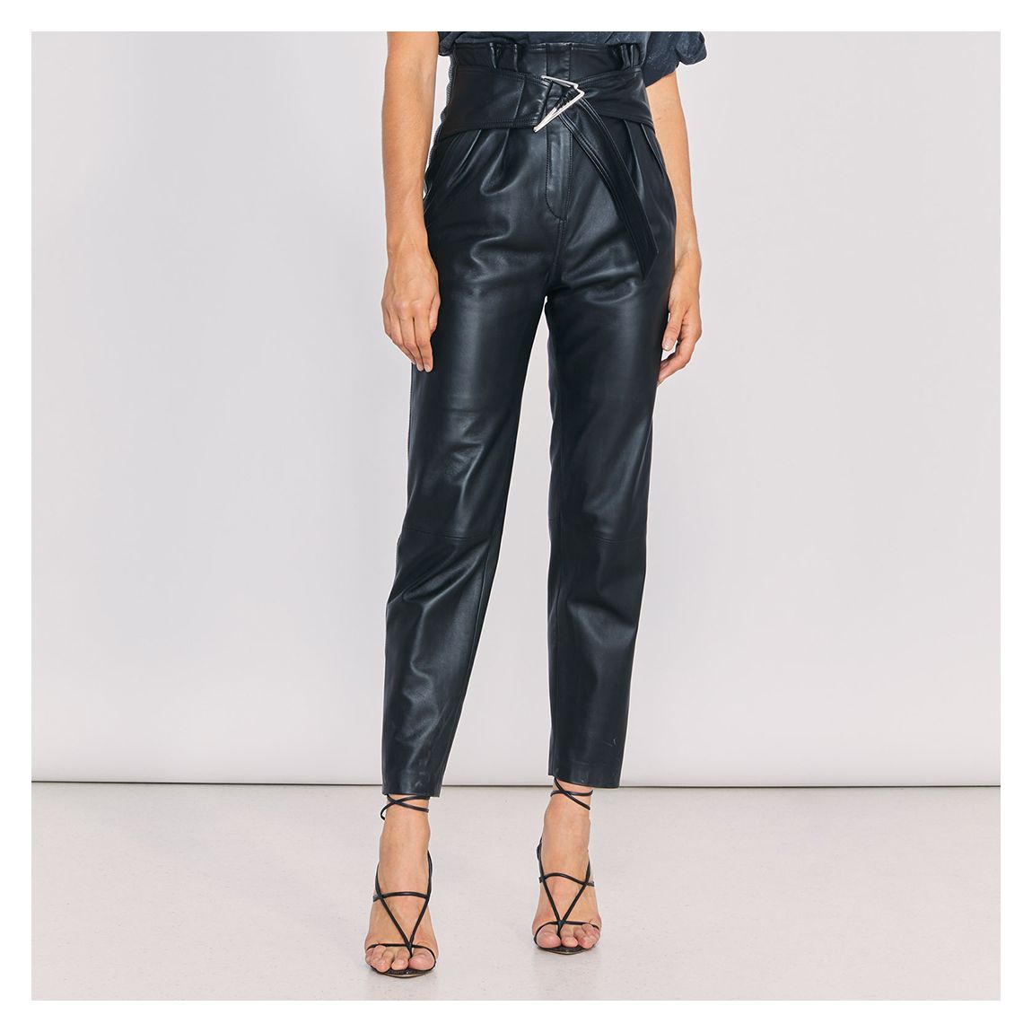 Black Husvik Leather Trousers main product photo