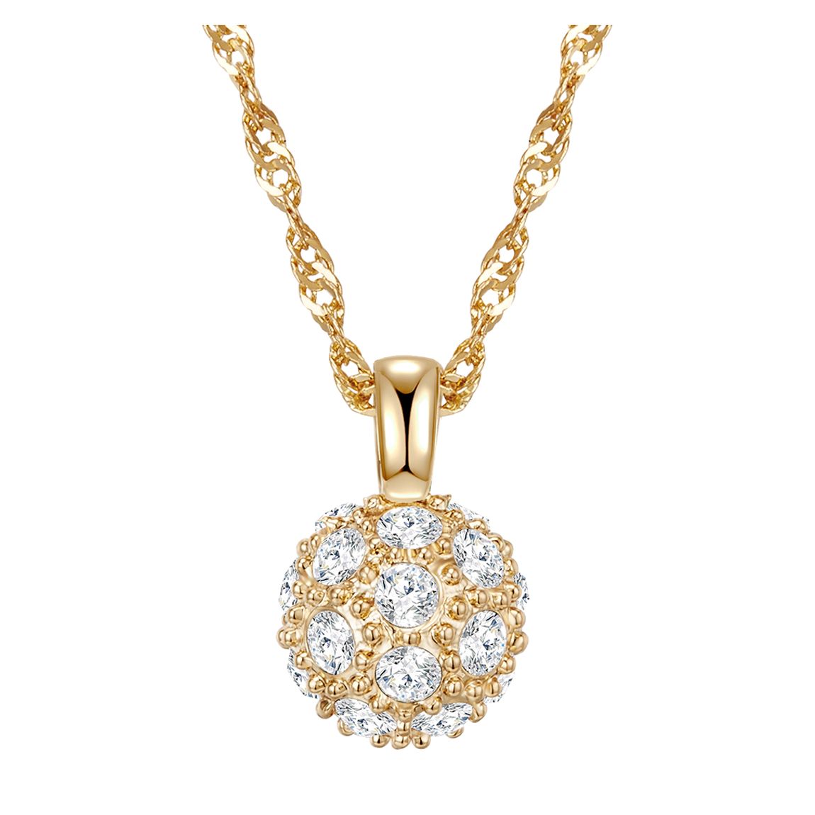 Yellow Gold Swarovski Ball Pendant Necklace main product photo