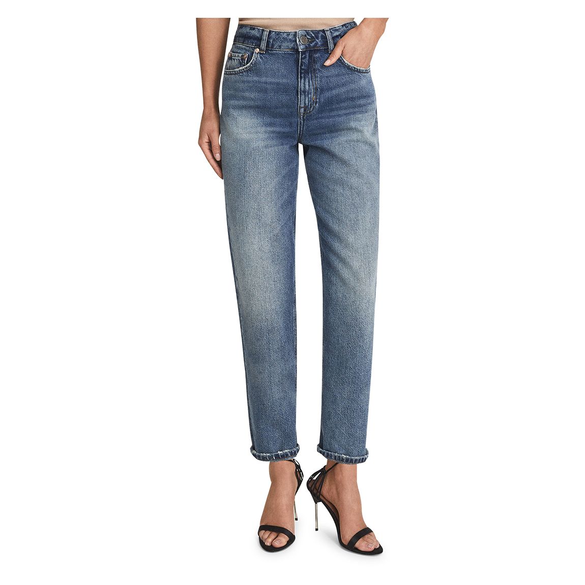 Mid Blue Elle High Rise Straight Jeans main product photo