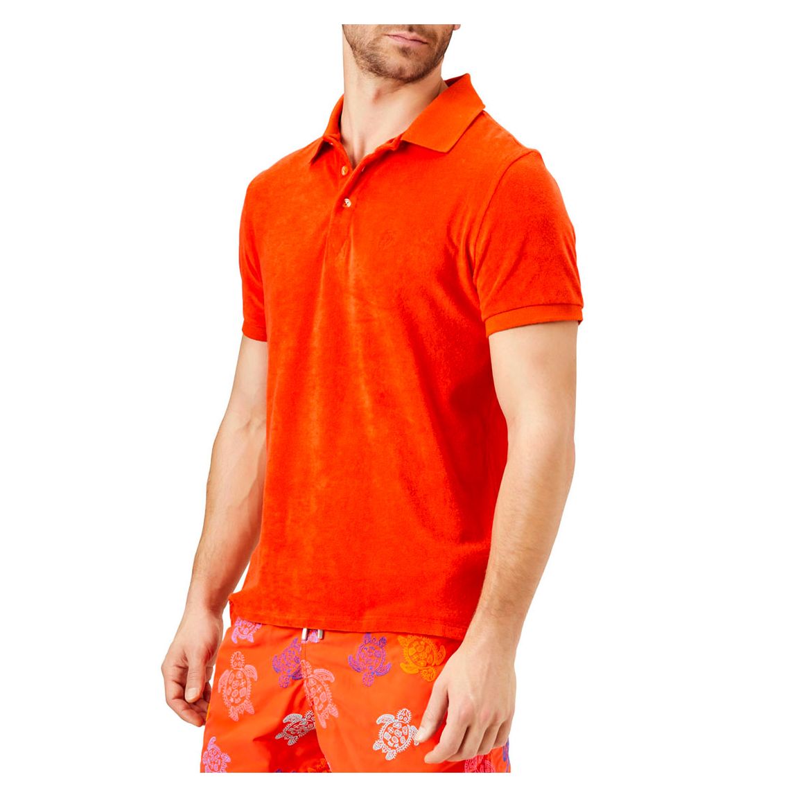 Orange Cotton Blend Polo Top main product photo