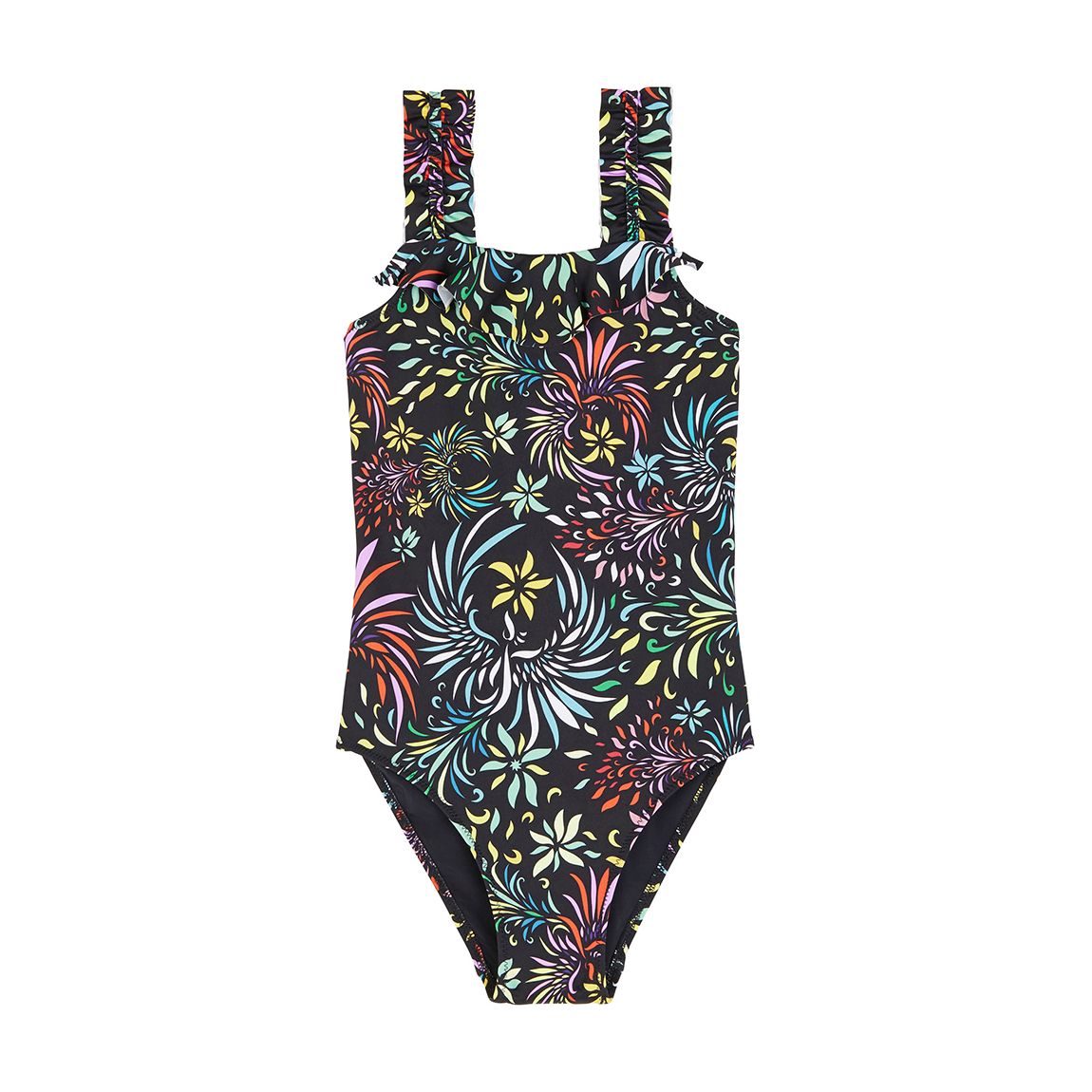 Girl's Black Giny Evening Birds One Piece Swim Suit main product photo