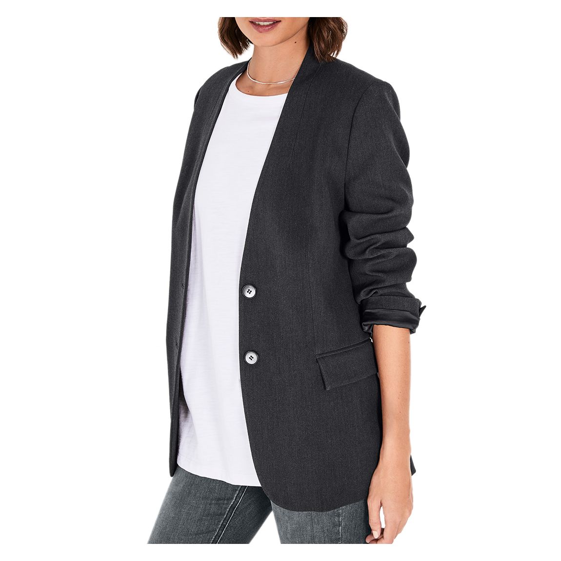 Charcoal Bronte Collarless Blazer main product photo