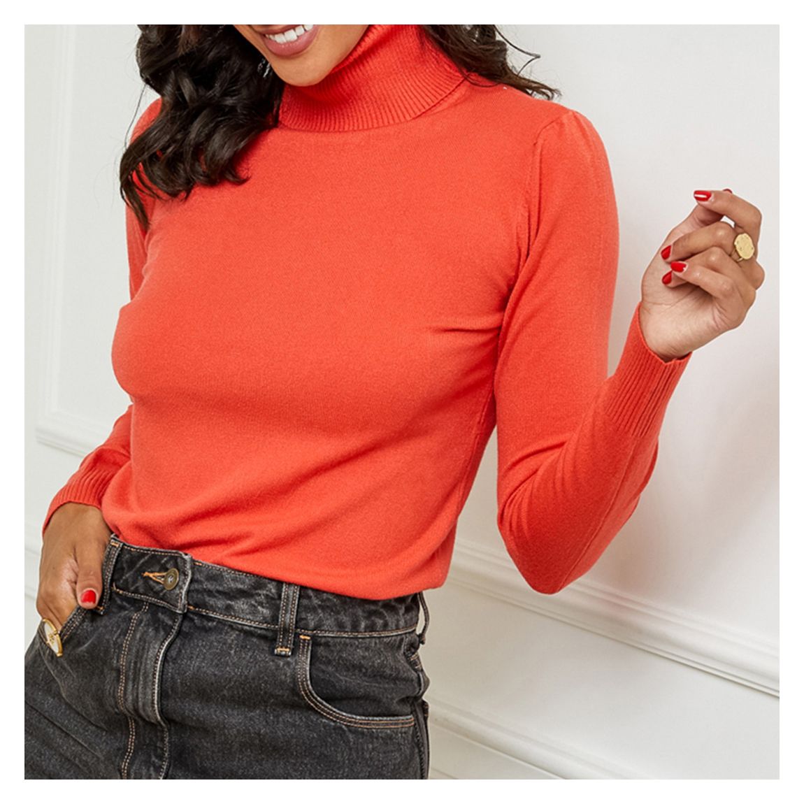 Coral Turtle Neck Cashmere Blend Jumper main product photo