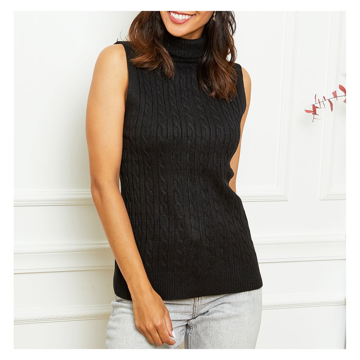 Black Cable Cashmere Blend Vest main product photo