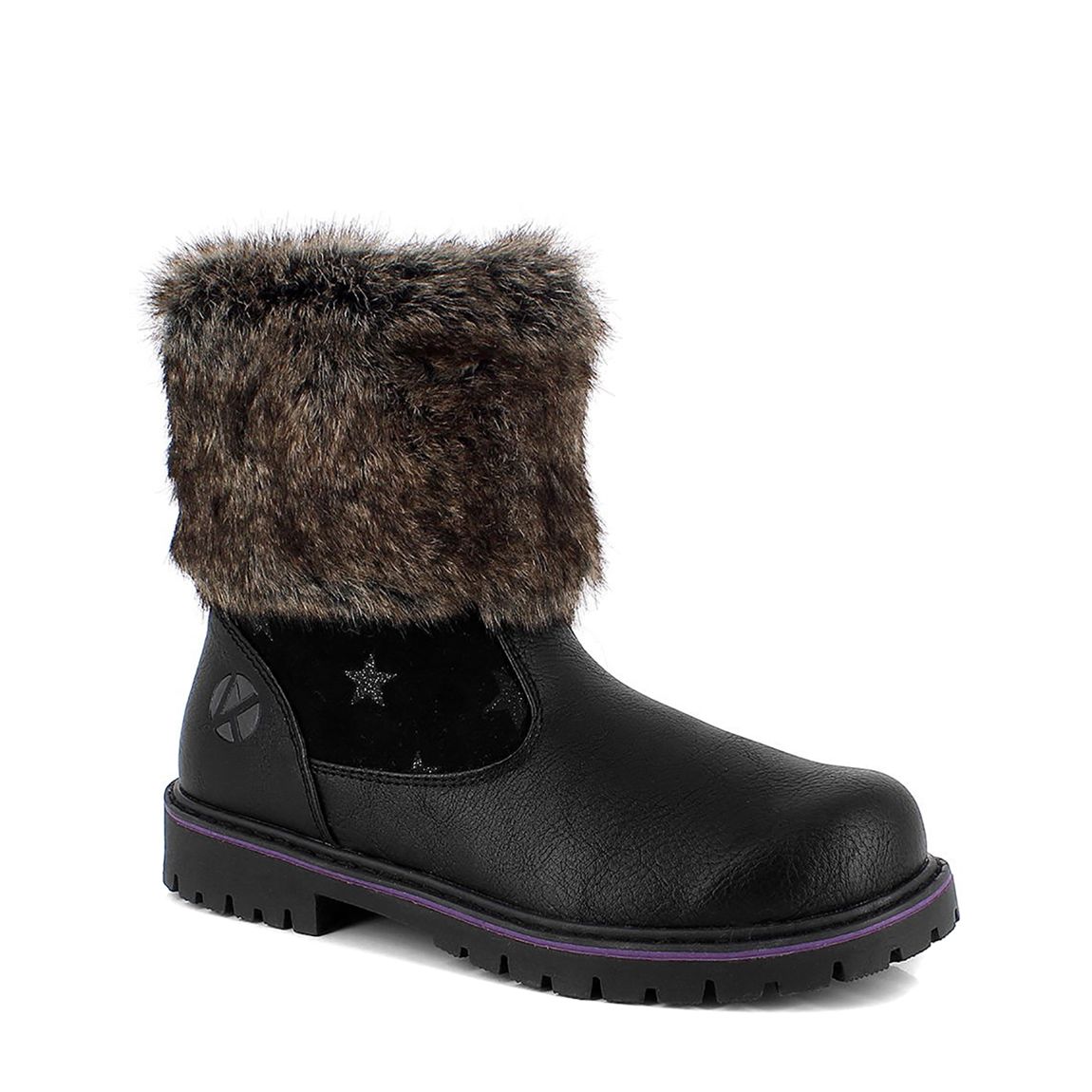 Kids Black Rosa Faux Fur Cuff Boots main product photo