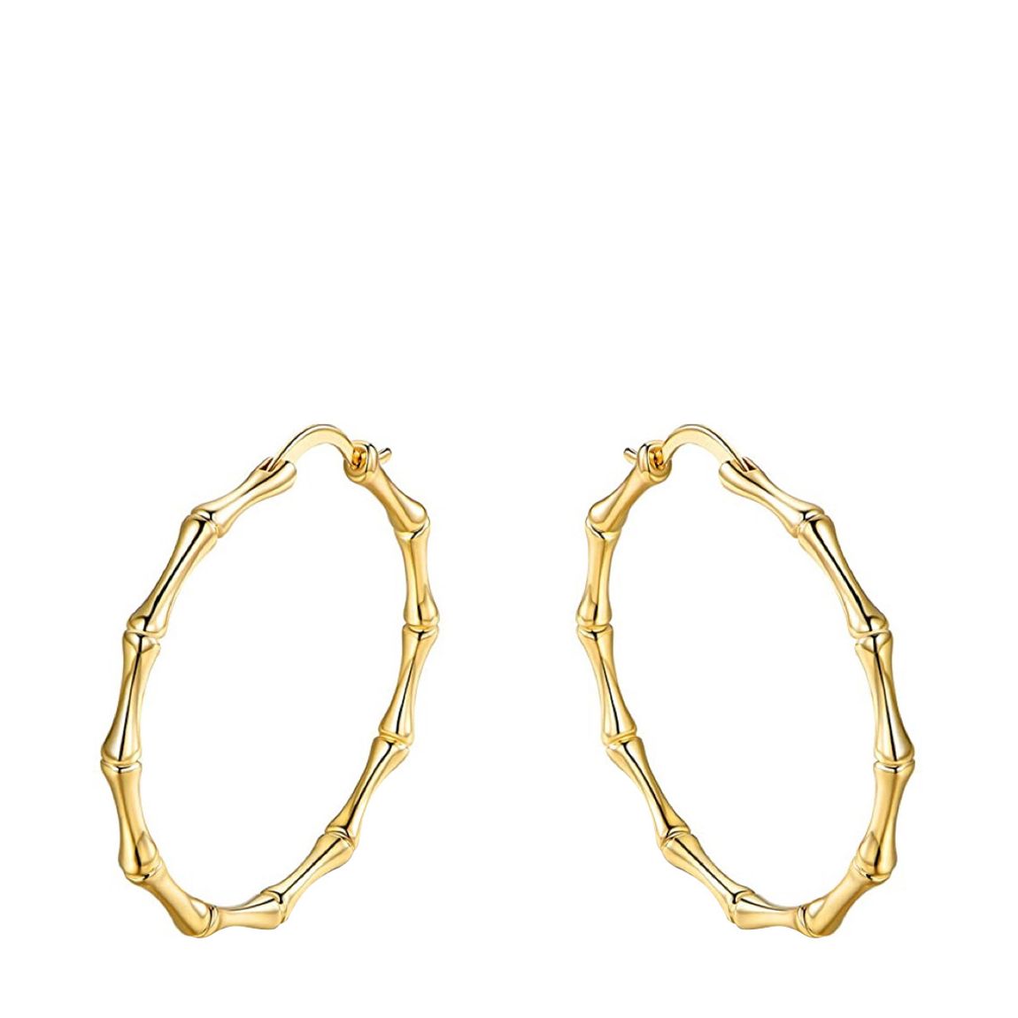 18K Gold Bamboo Hoop Earrings main product photo