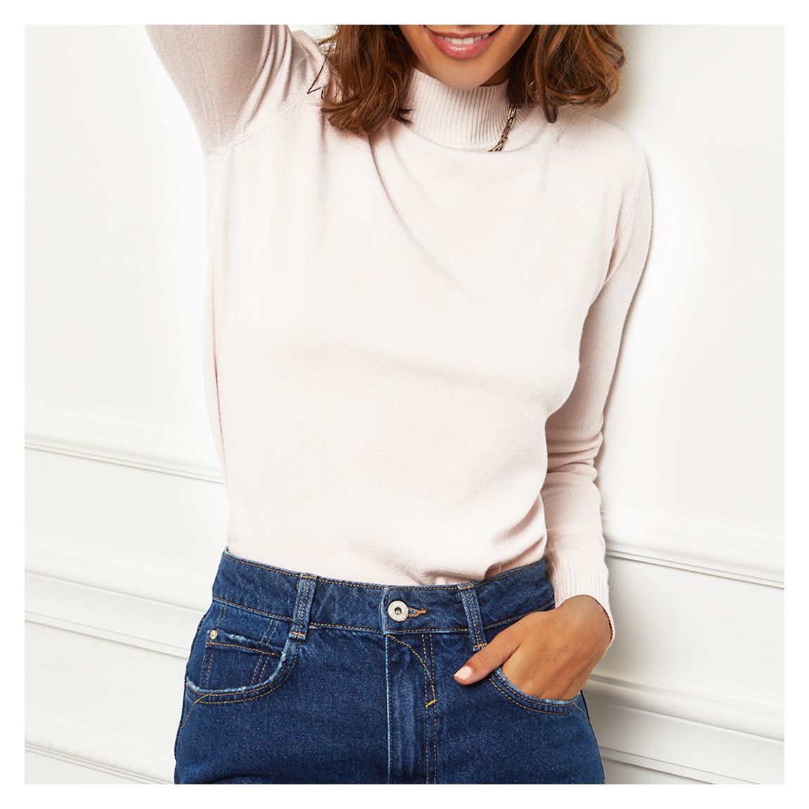 White Turtle Neck Cashmere Blend Jumper main product photo