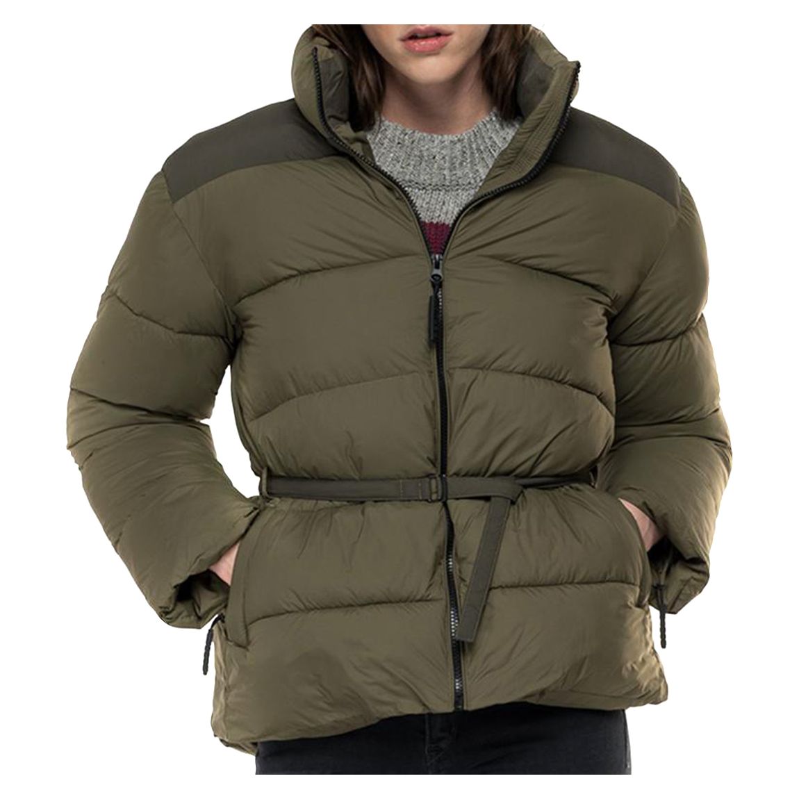 Khaki Padded Turtleneck Jacket main product photo