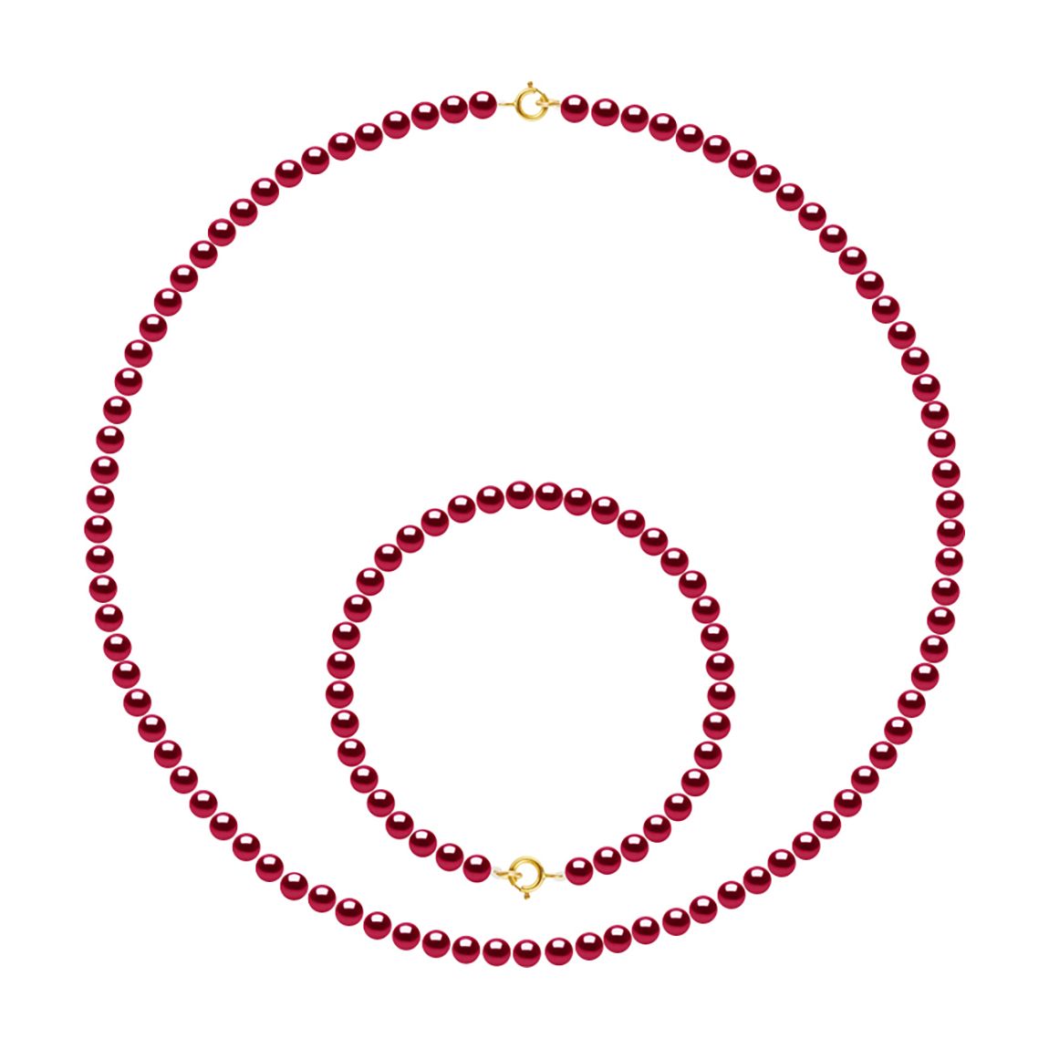 Red Pearl Necklace And Bracelet Set main product photo