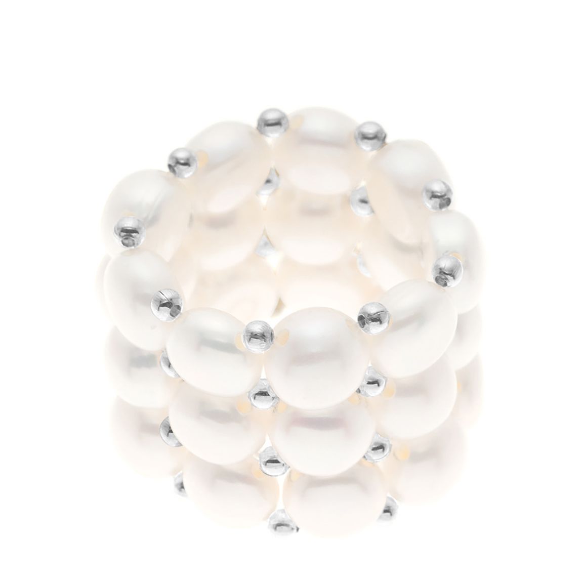 White 3 Row Pearl Ring main product photo