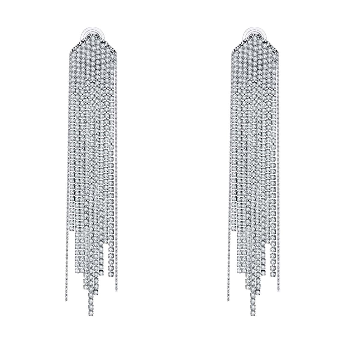 Silver Embellished Chandelier Statement Earrings main product photo