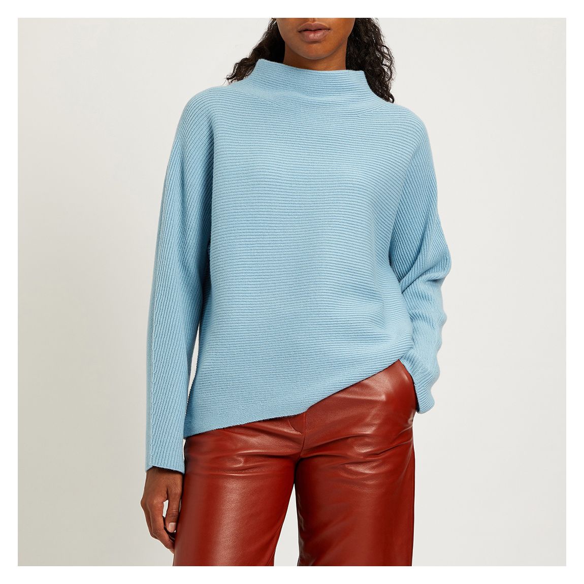 Dusty Blue Turtle Neck Cashmere Blend Jumper main product photo