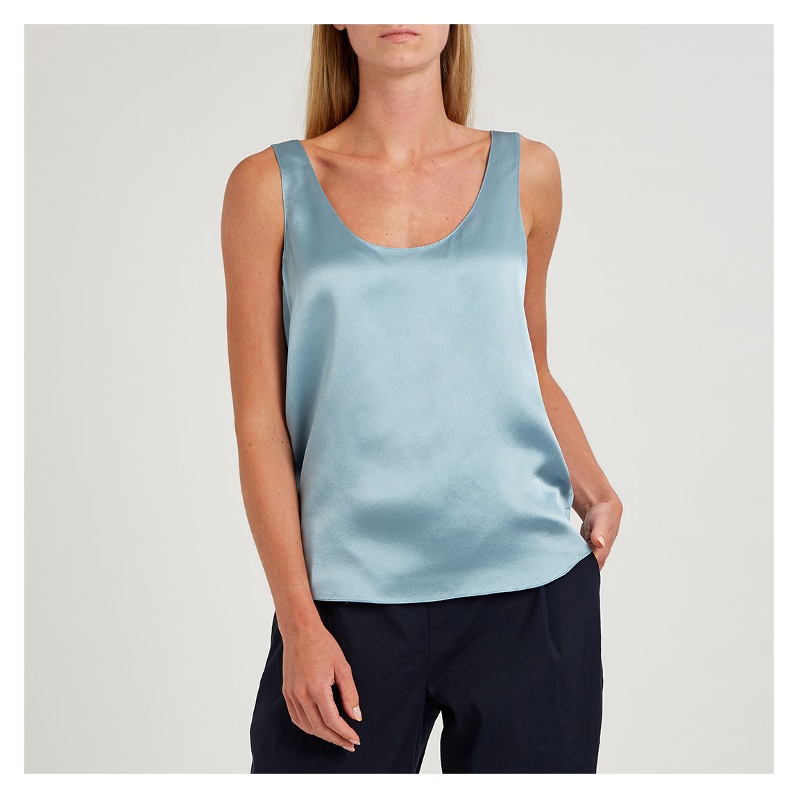 Dusty Blue Silk Tank Top main product photo