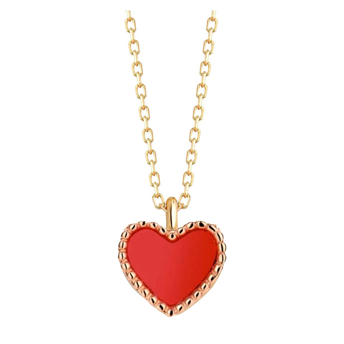 18K Gold Red Heart Love Necklace main product photo