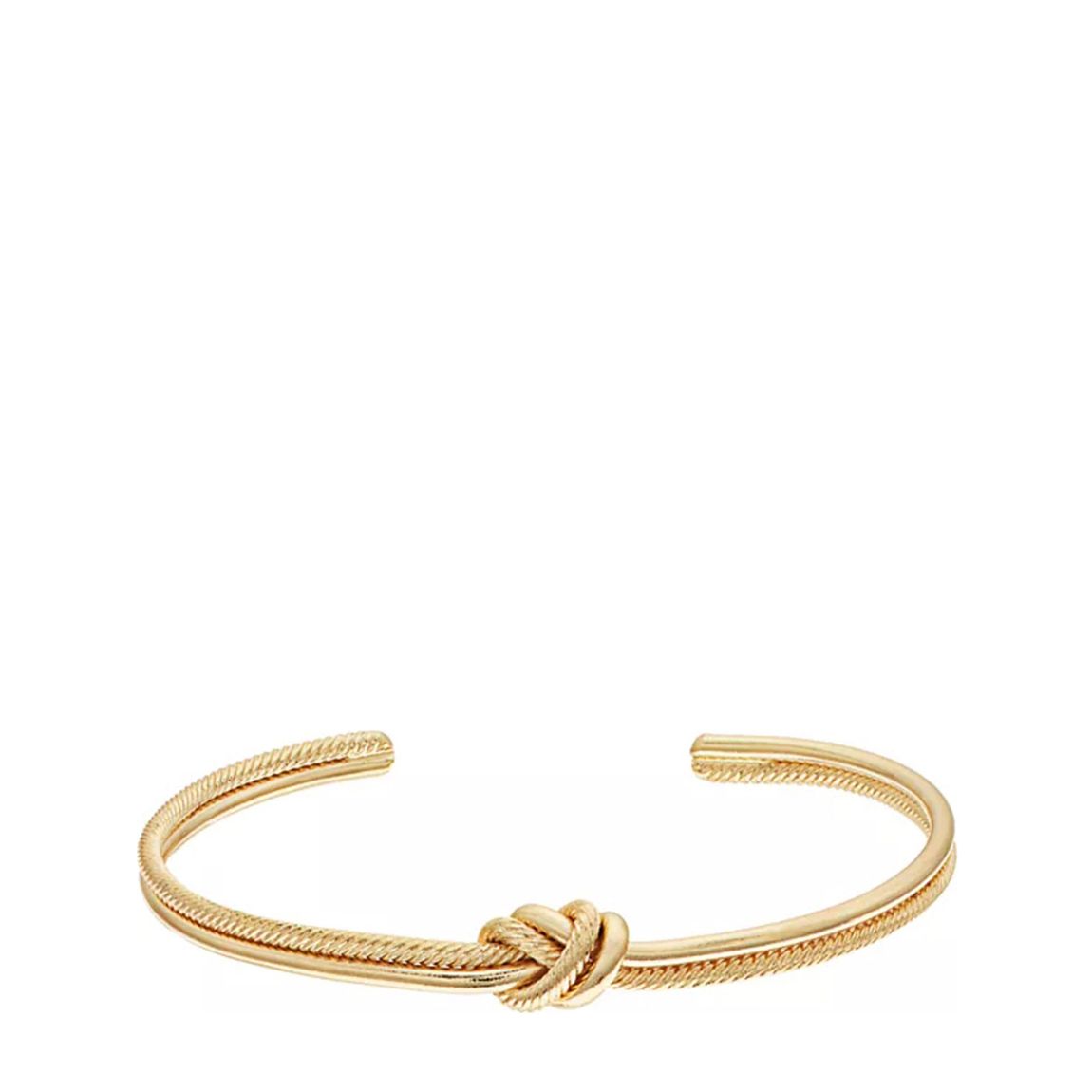 18K Gold Polished & Textured Knot Cuff Bangle main product photo