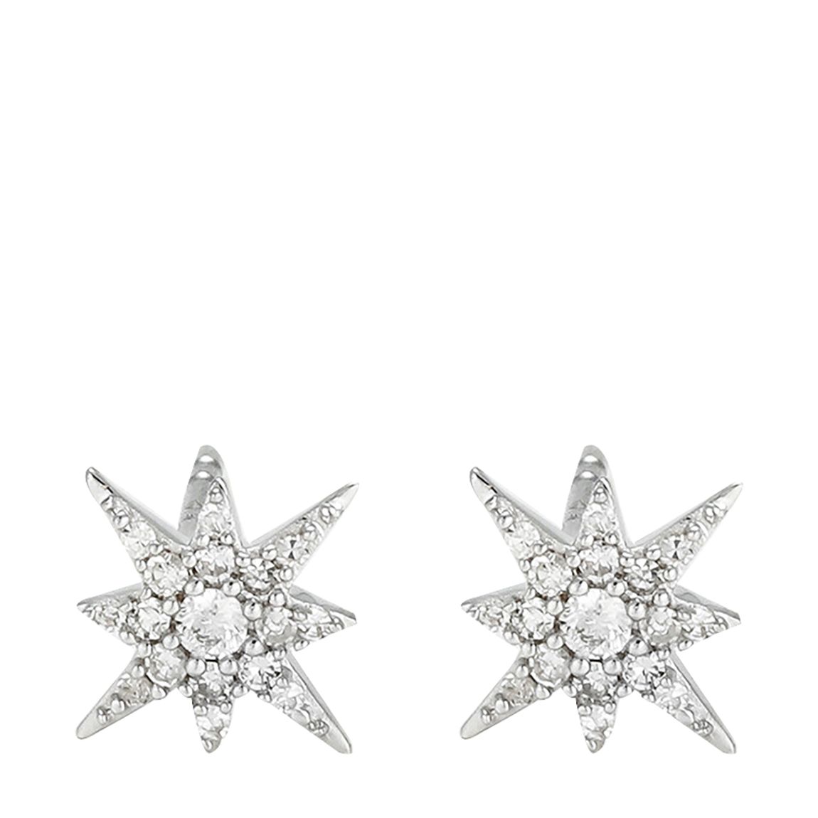 Silver Diamond Star Stud Earrings main product photo