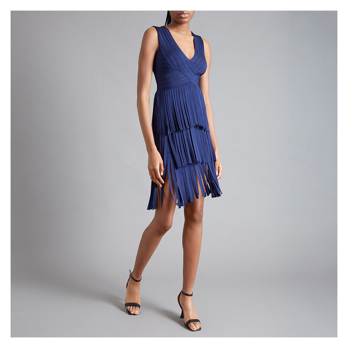 Navy Fringed Midi Dress main product photo