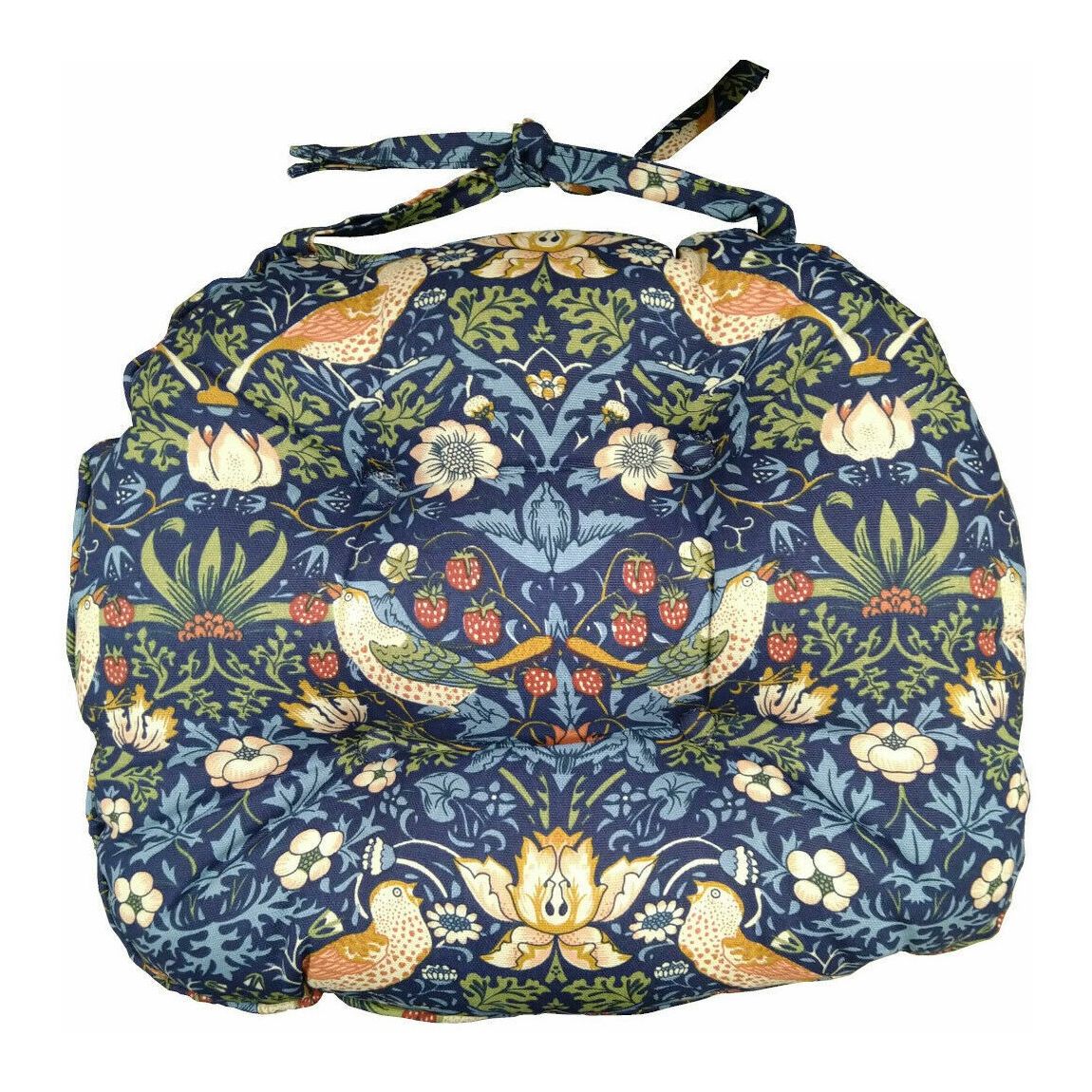 Navy Minor Strawberry Thief Piped Seat Pad main product photo