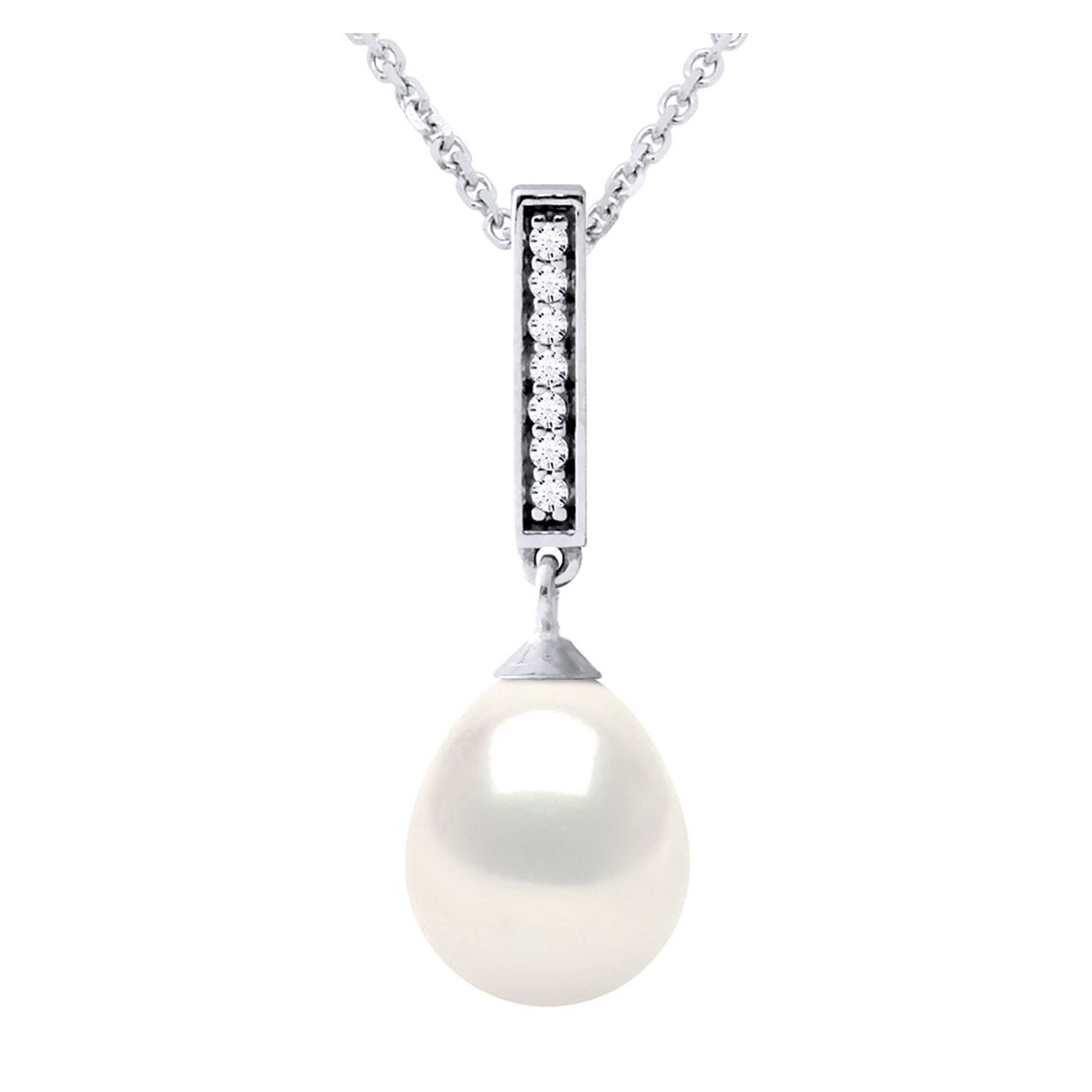Natural White Nacre Diamond Pendant Drop Pearl Necklace main product photo