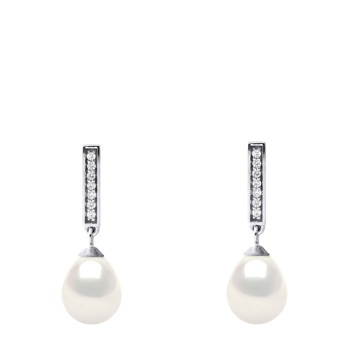 Natural White Freshwater Diamond Pearl Drop Earrings main product photo