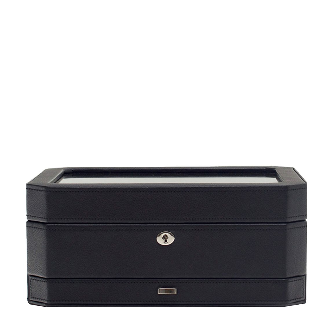 Black Windsor Vegan Leather 10 Piece Watch Box With Drawer main product photo