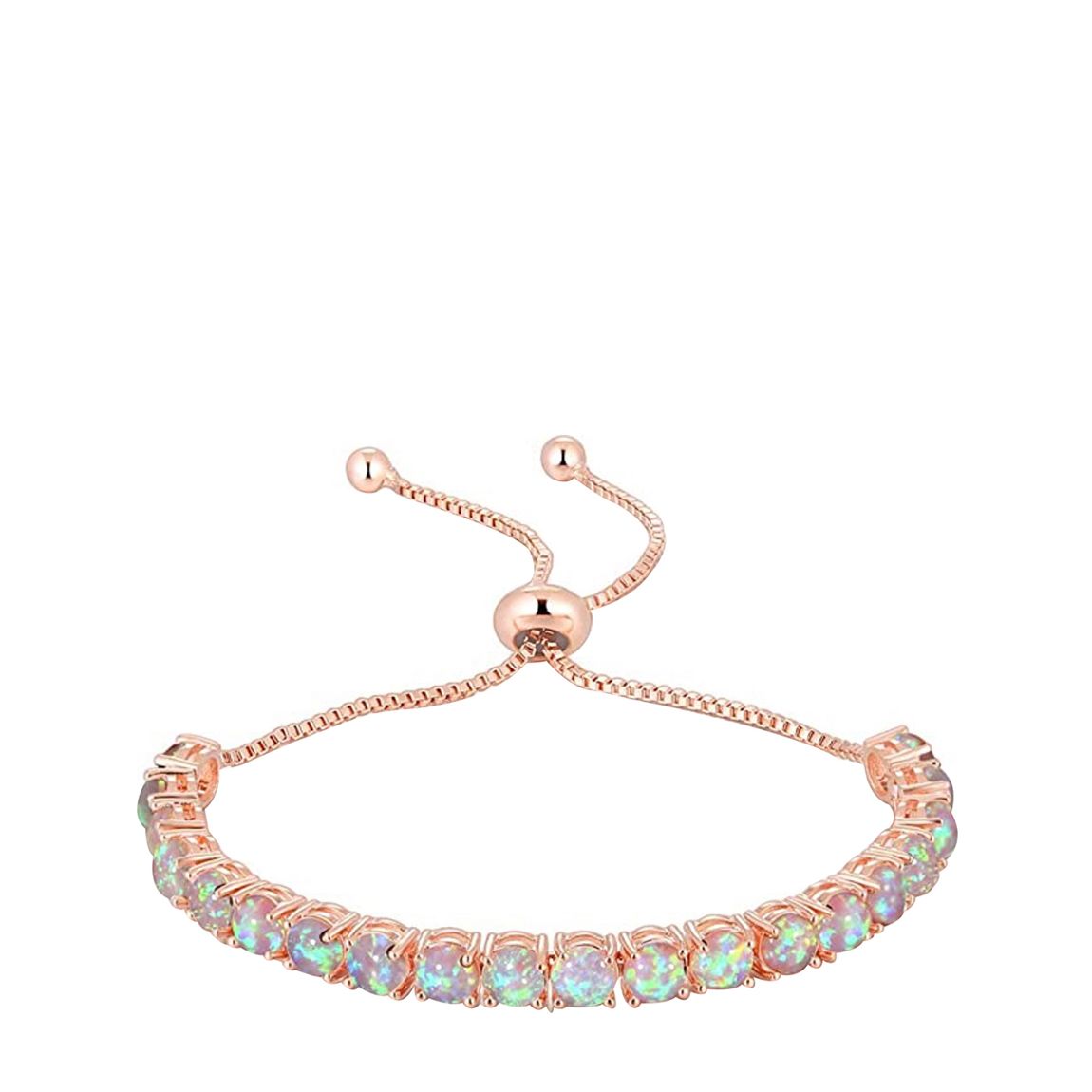 18k Rose Gold Opal Adjustable Tennis Bracelet main product photo