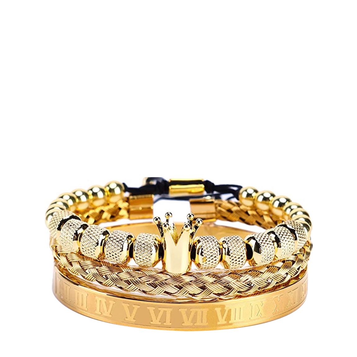 18K Gold Roman & Woven Bracelet Set main product photo