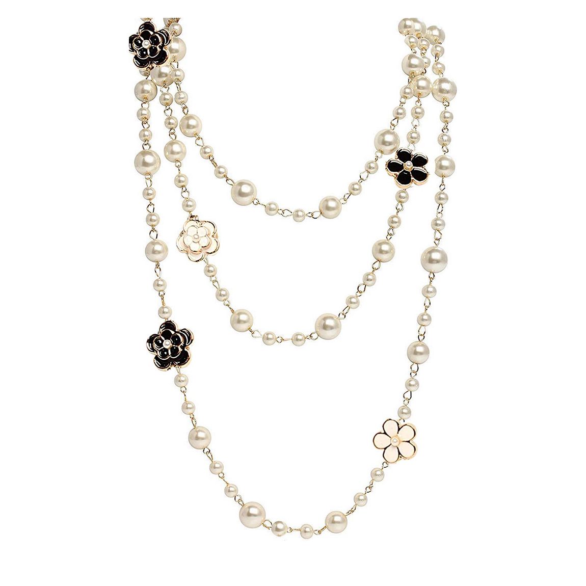 18k Gold Endless Floral Reversible & Pearl Necklace main product photo