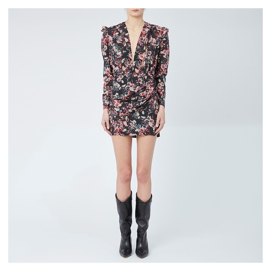Black/Pink Floral Print Merca Dress main product photo