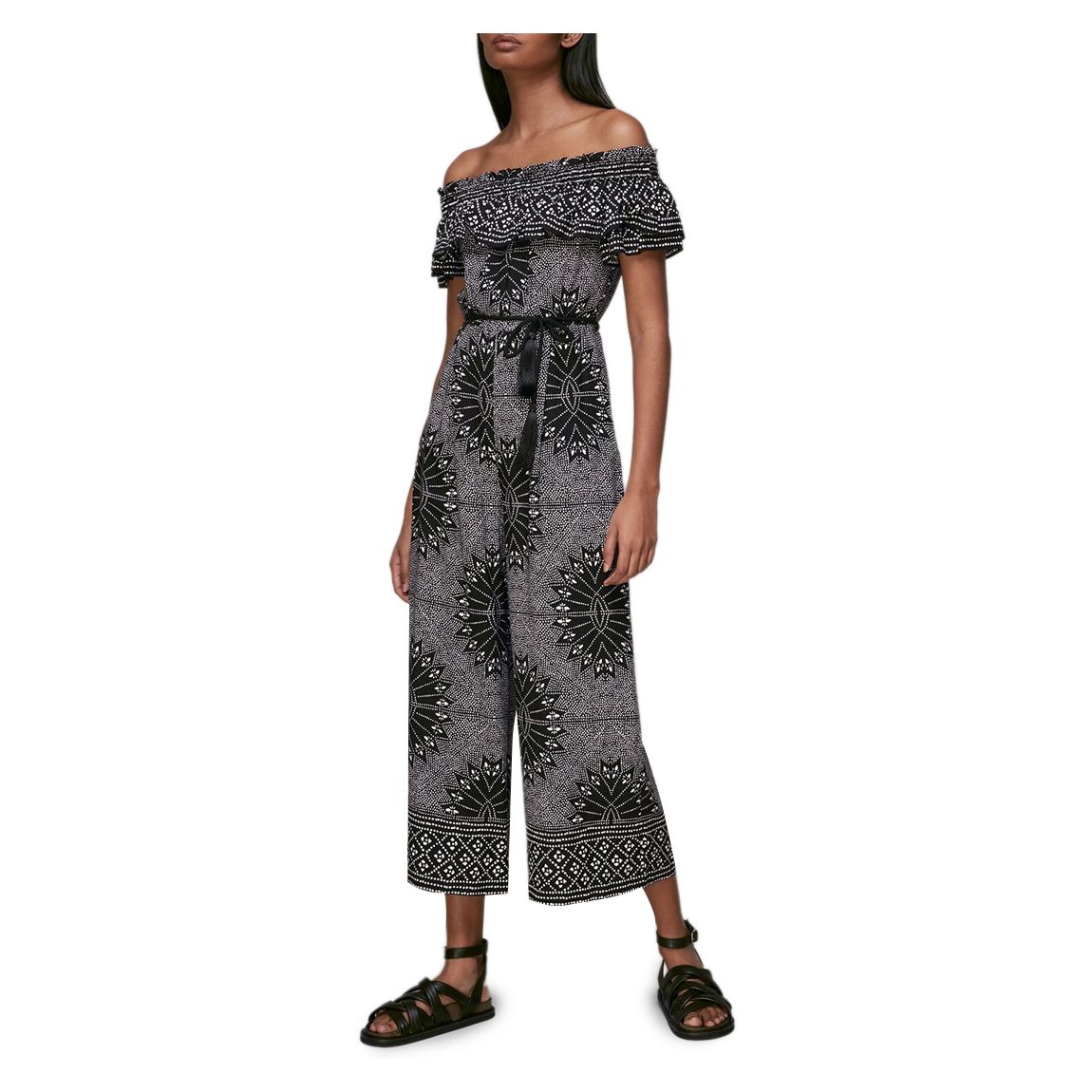 Black Print Bardot Jumpsuit main product photo