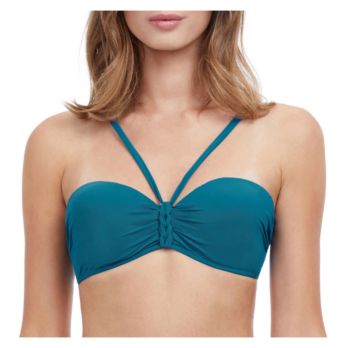 Petrol Blue Push-up Bandeau Bikini Top main product photo