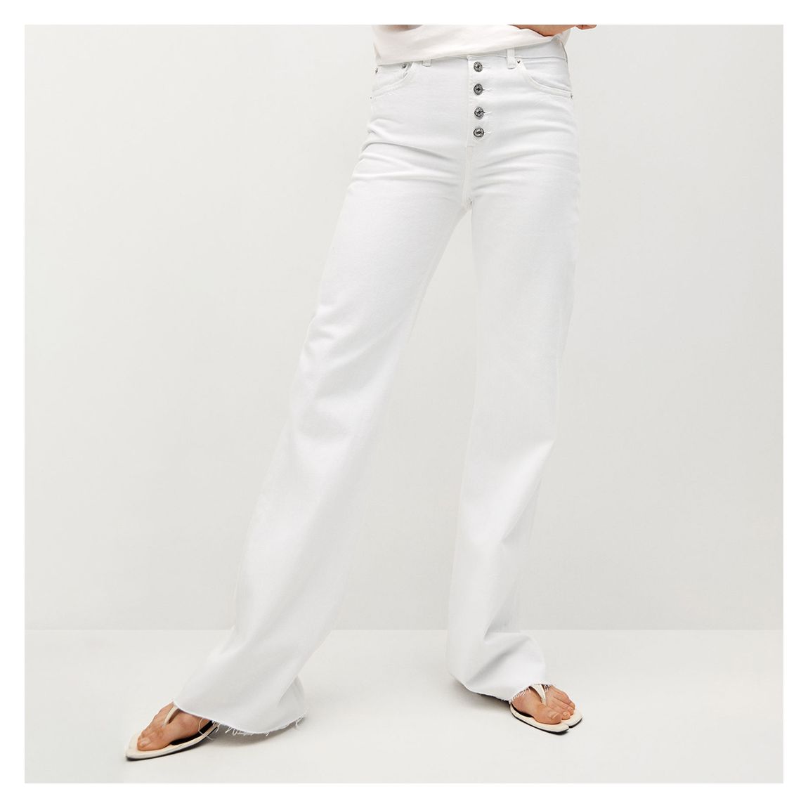 White Wide Leg High Waist Jeans main product photo