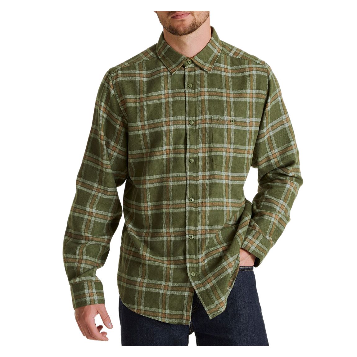 Green Checked Cotton Blend Shirt main product photo