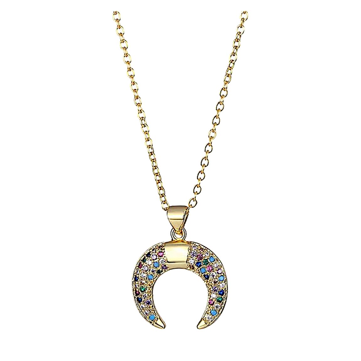 18K Gold Half Moon Embelished Necklace main product photo