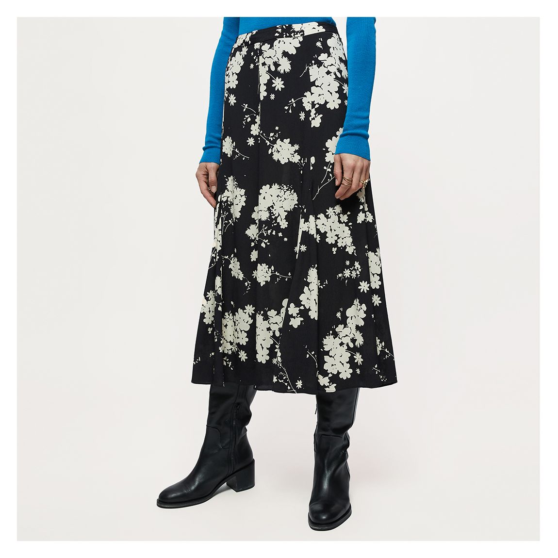 Black Eclipse Floral Midi Skirt main product photo